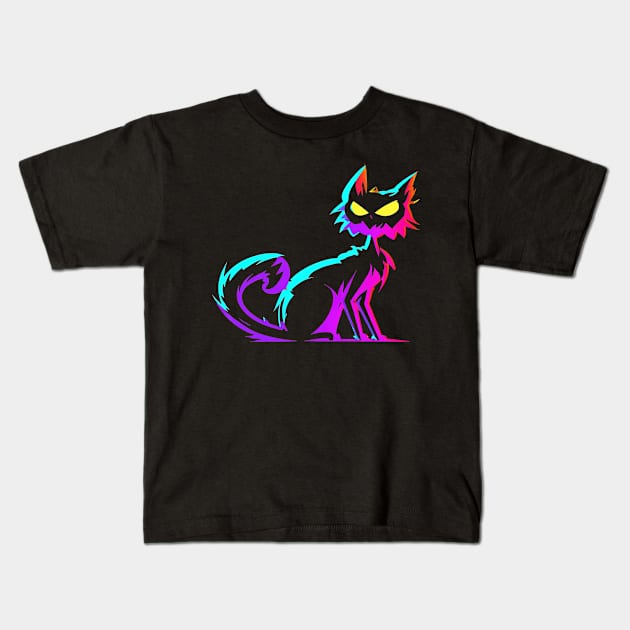 Spooky Cat Halloween Night Scary Kids T-Shirt by BetterManufaktur